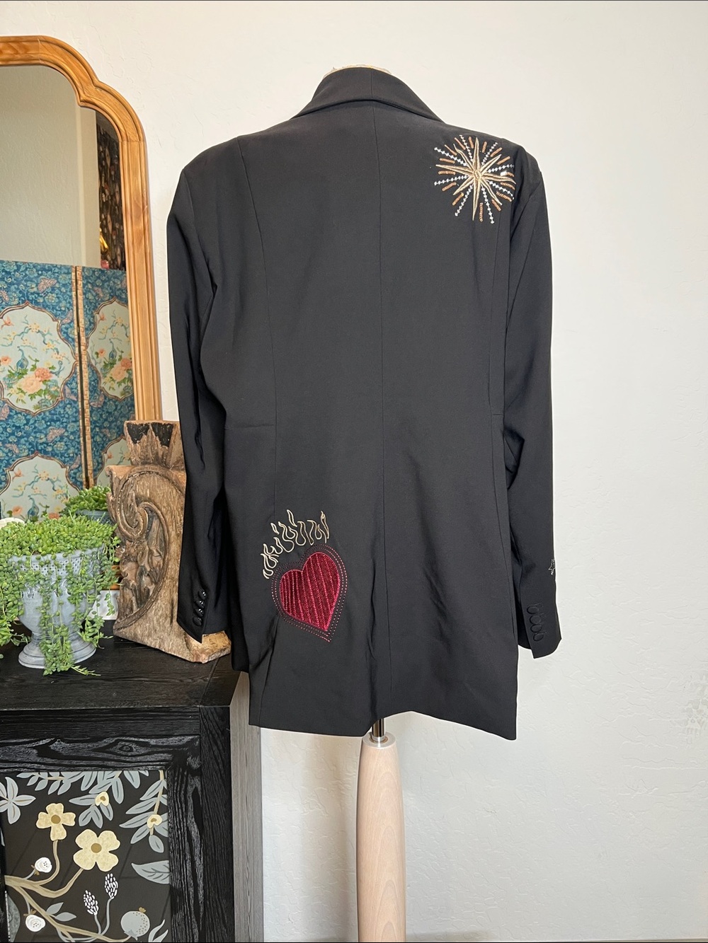 Torrid Black Blazer with Embroidered Accents (Item #120) - Picture 4 of 15